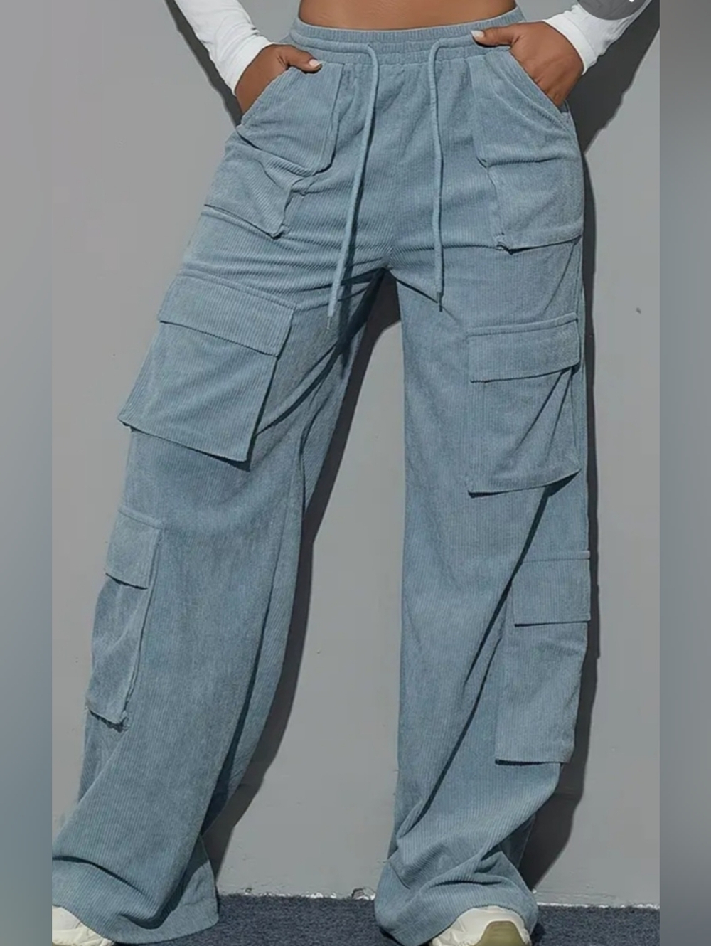 Light Blue Corduroy Cargo Pants